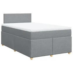 Vidaxl Boxspring postelja z vzmetnico svetlo siva 120x190 cm blago