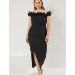 Trendyol Curve Ženska haljina Tbbss25Ah00142, Crna