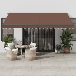 Tenda na ručno uvlačenje s LED svjetlima smeđa 450 x 350 cm