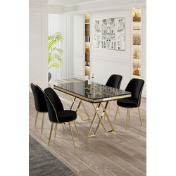 Hanah Home Set Trpezarijski sto i 4 stolice, Crni