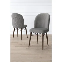 Hanah Home set trpezarijskih stolica Bika 8 kom, siva tkanina Babyface, drvene noge boje oraha