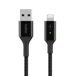 Belkin Smart LED USB-A–Lightning kabel - črn, 1,2 m