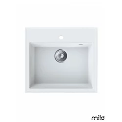 Milo Granitna sudopera Retto, o90, 56x51cm, Magnesia white