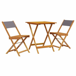 3-dijelni bistro set od tkanine i masivnog drva antracit