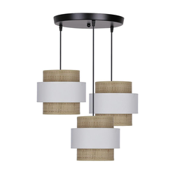 Lestenec na vrvici RATTAN 3xE27/40W/230V bela/rjava