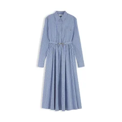 TOMMY HILFIGER Dolga srajca svetlo modra/črna/bela