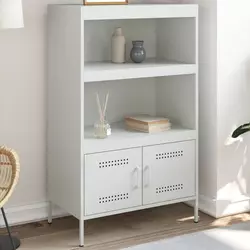 Visoka komoda bijela 67 x 39 x 113 cm čelična