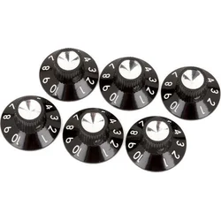 Fender Pure Vintage Black/Silver Skirted Amplifier Knobs 6 Pack