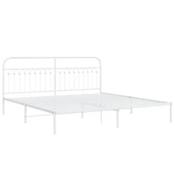 Vidaxl Kovinski posteljni okvir z vzglavjem bel 200x200 cm