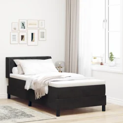 vidaXL Box Spring Postelja z Blazino Črna 90x200 cm Žamet