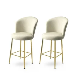 Hanah Home Set barskih stolica Fora, 2 komada, Krem-zlatni
