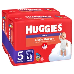 Huggies Pelene gaćice Little Movers, Duo Pack (5), 12-17kg, 68 komada
