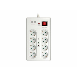 COMMEL Produžni Kabl 8 Na 1 + 2xUSB Sa Prenaponskom/ 3m H05VV-F 3x1/5