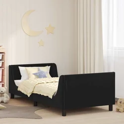 Krevet za djecu s uzglavljem Crna 90 x 200 cm Baršun