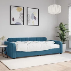 Greatstore Dnevna postelja z vzmetnico modra 100x200 cm žamet