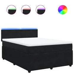 Vidaxl Box spring postelja z vzmetnico črna 140x200 cm žamet