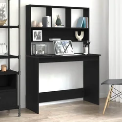 Radni stol s policama Crni hrast 102x45x148 cm Konstruirano drvo