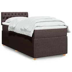 vidaXL Box spring postelja z vzmetnico temno rjava 90x200 cm blago