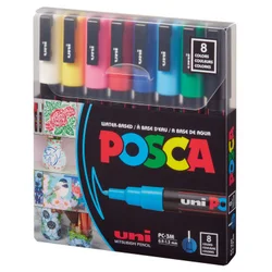 UNI SET PC-3M POSCA /0.9-1.3mm 8 KOM OSNOVNE BOJE+