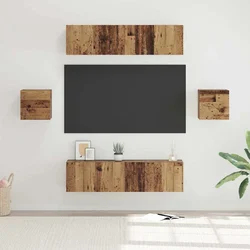Set TV komoda Zidne 6 pcs Staro drvo Konstruirano drvo