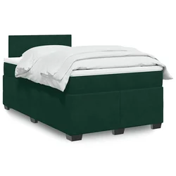 VIDAXL Box spring postelja z vzmetnico temno zelena 120x200 cm žamet