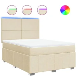 Vidaxl Box spring postelja z vzmetnico krem 140x200 cm blago