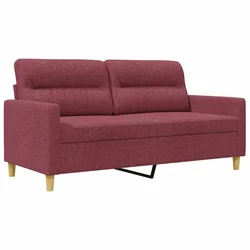 Vidaxl Kavč dvosed vinsko rdeč 140 cm blago