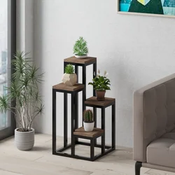 Hanah Home Polica 34x39x65cm Bež-Crna