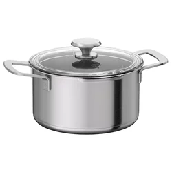 HEMKOMST Lonac s poklopcem, nerđajući čelik/staklo, 3 l