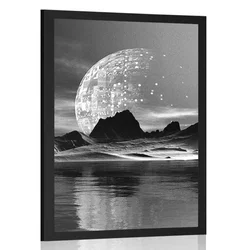 Plakat futuristična dežela v črnobeli varianti - 40x60 no frame