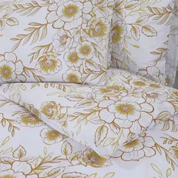 Set posteljine za poplun bijelo-smeđi 200x200 cm pamučni