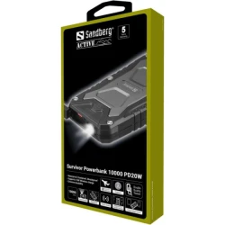 Sandberg Survivor Eksterna baterija, 10000mAh, 20W, PD, Crna