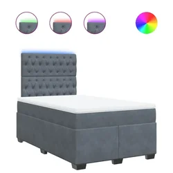 Vidaxl Box spring postelja z vzmetnico temno siv 120x190 cm žamet