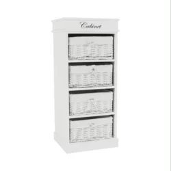 eoshop komoda s 4 predali, bela, BLANCO