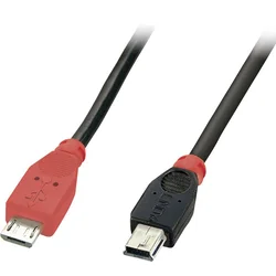 LINDY LINDY USB 2.0 Priključni kabel [1x Moški konektor USB 2.0 tipa Micro B - 1x Moški konektor USB 2.0 tipa Mini B] 0.5 m Črna Z OTG