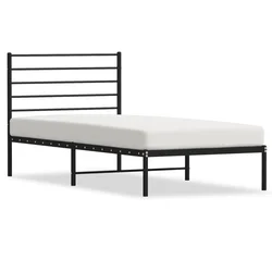 Vidaxl Kovinski posteljni okvir z vzglavjem črn 107x203 cm
