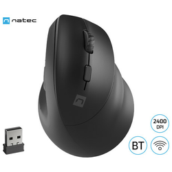 Natec CRAKE 2 brezžična miška, 2400DPI,ergonomska, Bluetooth 5.0 & USB, 1x AA