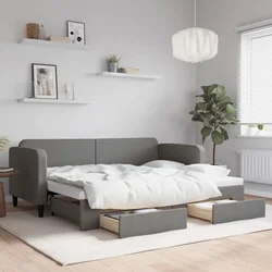 vidaXL Izvlečna dnevna postelja s predali temno siva 80x200 cm blago