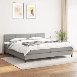 vidaXL Box spring postelja z vzmetnico svetlo siva 200x200 cm blago