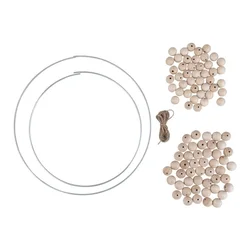 Rayher. Venček iz lesenih kroglic 25+30 cm; kroglice, obroč, vrvica 94 delni set
