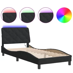 Okvir kreveta s LED-om bez madraca crni 90 x 200 cm baršunasti