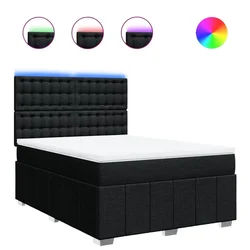 Vidaxl Box spring postelja z vzmetnico črna 160x200 cm blago
