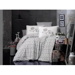 Posteljina za francuski ležaj Vogue Mici, 200×220cm, Belo-siva