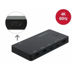 KVM switch DELOCK, 2PCa na tipk. + miš + monitor, USB-A, USB-C, HDMI