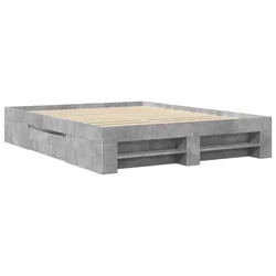 Vidaxl Posteljni okvir betonsko siv 150x200 cm inženirski les
