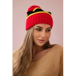Womens cap Kinga K297 red + kiwi + black