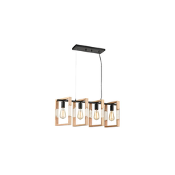 Klausen 114001 - Luster na sajli SERIJA 4xE27/11W/230V drvo/crna