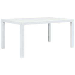 VIDAXL Vrtna miza iz plastike 150x90x72 cm bela videz ratana