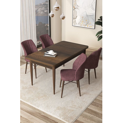 Hanah Home Set Trpezarijski sto i 4 stolice Arp, Prljavo roze