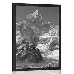 Plakat čudoviti vrh gore v črnobeli varianti - 40x60 white